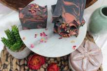 Load image into Gallery viewer, Black rose soap in top view