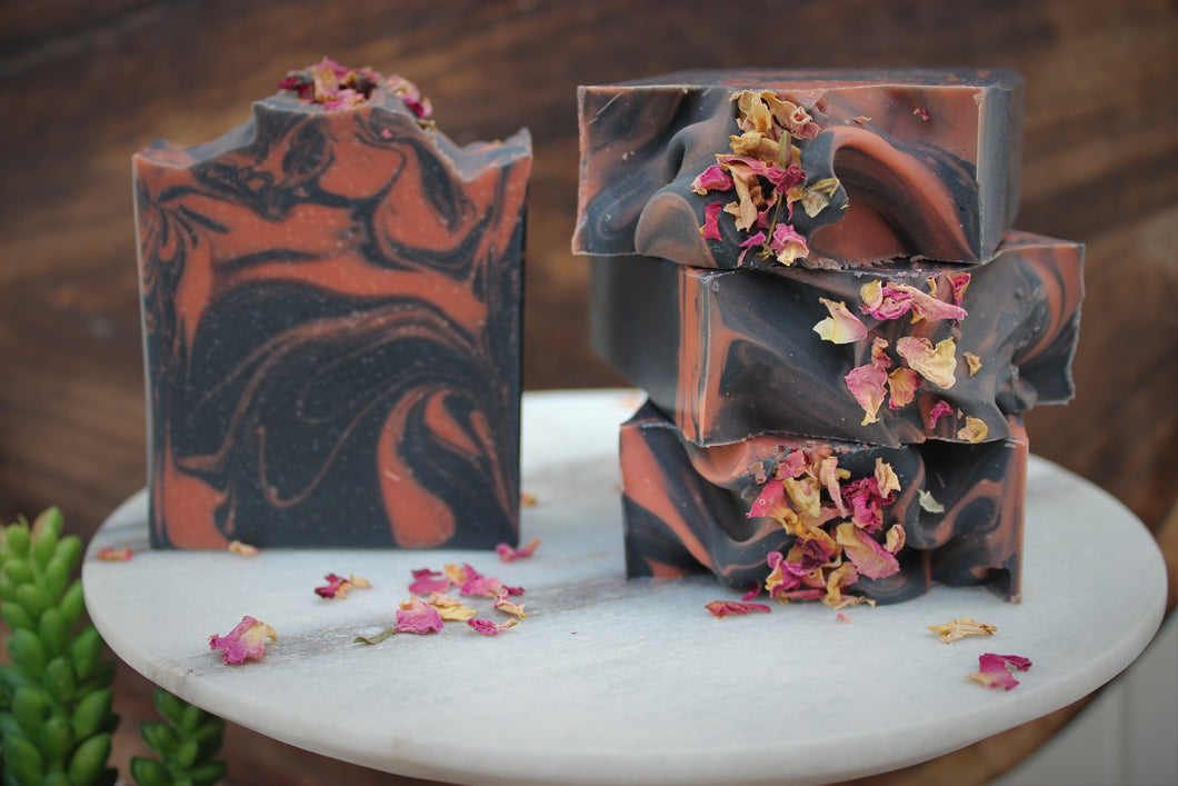 Black Rose soap, stacked, skin care, natural